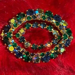 Vintage Tricolor Rhinestone Brooch